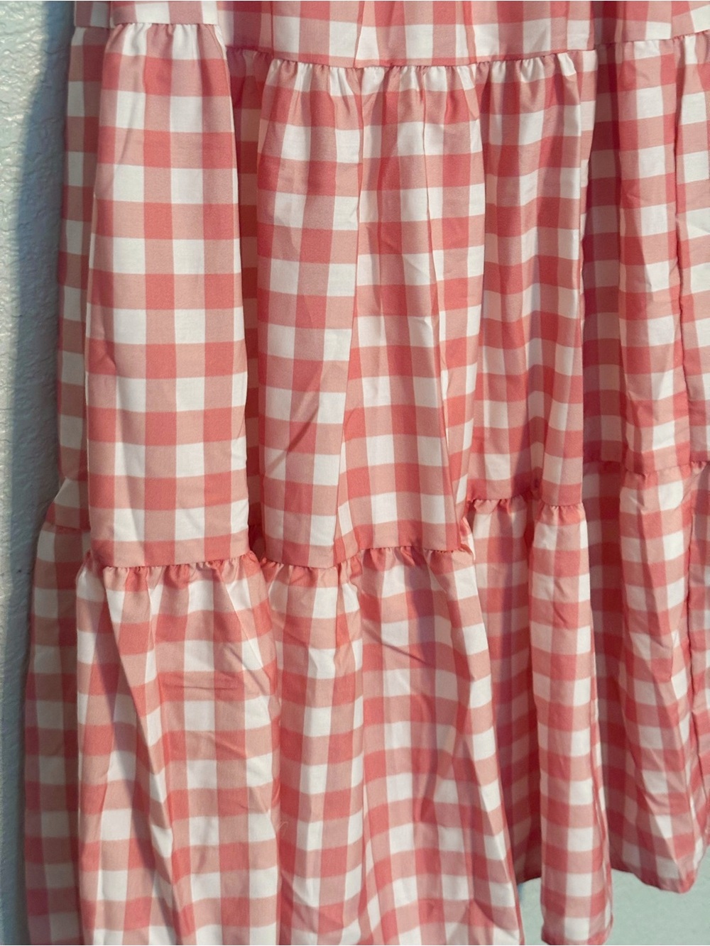 Pink Gingham Tiered Maxi Skirt - Women's - Picture 4 of 6